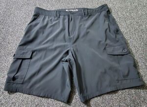 Elysian Hybrid Cargo Shorts Men 40 Black 9" Chino Stretch Button Pockets Outdoor
